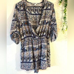 Anthropologie Freeway Romper Women’s Size Large Boho Mini Dress w/Pockets